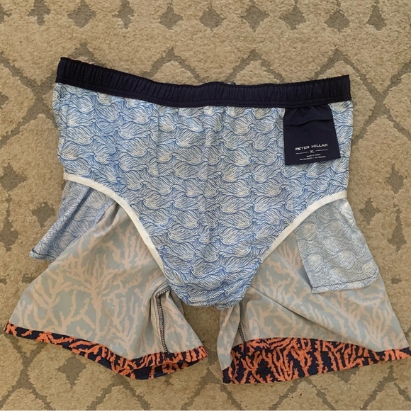 Peter Millar Orange and Blue Swim Trunks Relaxed Fit - Picture 10 of 14